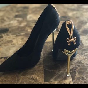 Black Heels with Gold Accents